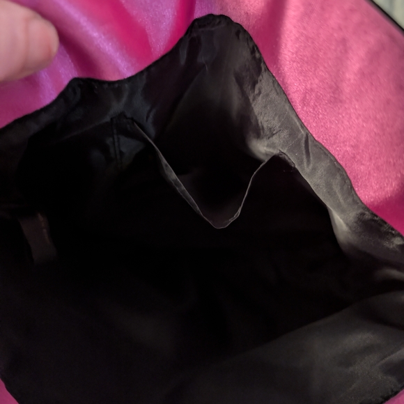 NWOT Yves Saint Laurent Black And Vibrant Pink GWP Perfume Tote with Gold Tag - Picture 4 of 5